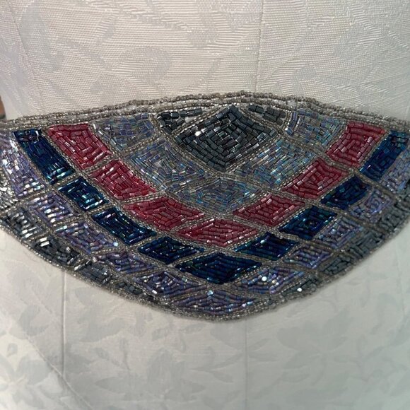 Vintage Belt Womens One Size OSFM Beaded Silver Multicolor Hook Loop Closure main image 10